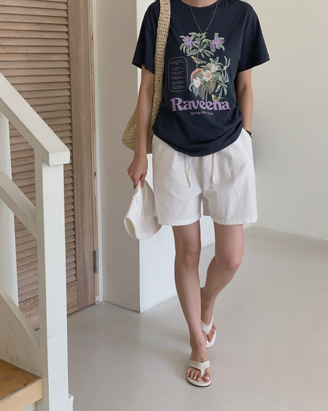 [FROM HEAD TO TOE] Banding Cotton Embroidered Shorts