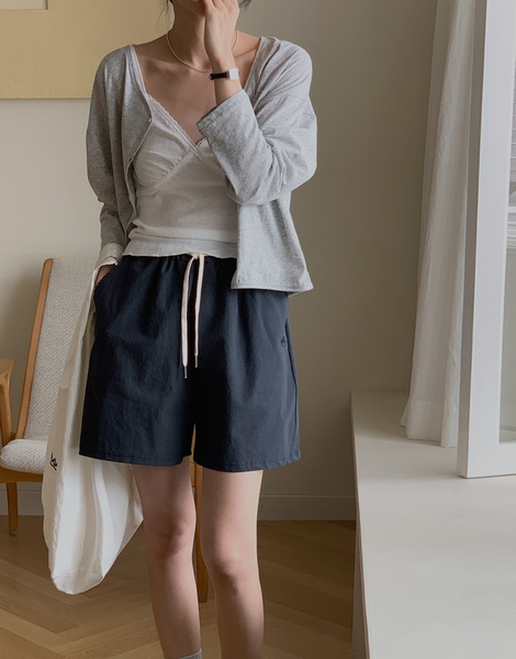 [FROM HEAD TO TOE] Banding Cotton Embroidered Shorts