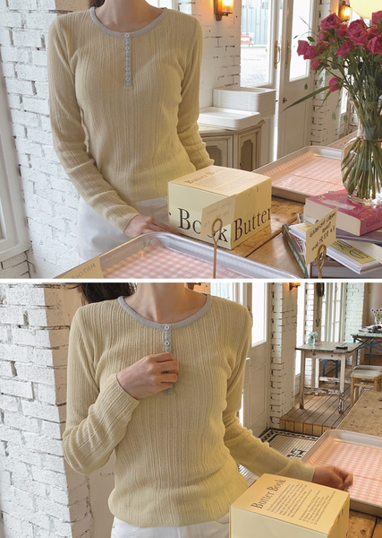 [SLOWAND] # SLOWMADE Butter Book Summer Half Open Knitwear