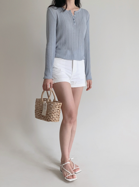 [SLOWAND] # SLOWMADE Butter Book Summer Half Open Knitwear