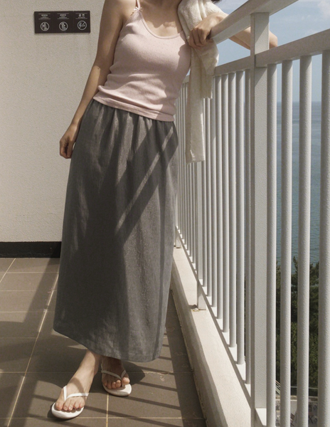 [SLOWAND] Sage Shining Banding Skirt