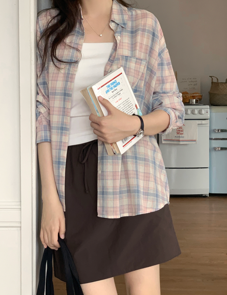 [98°C] Pastel Checkered Shirt