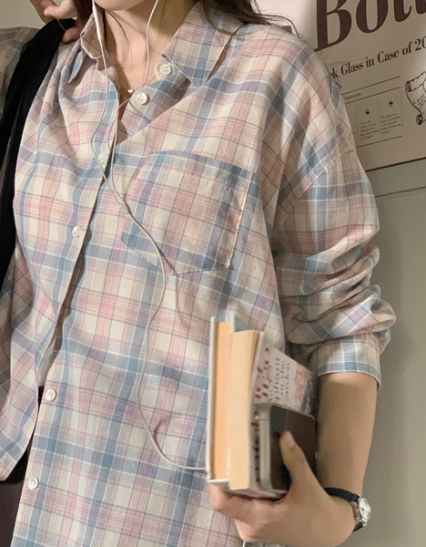 [98°C] Pastel Checkered Shirt