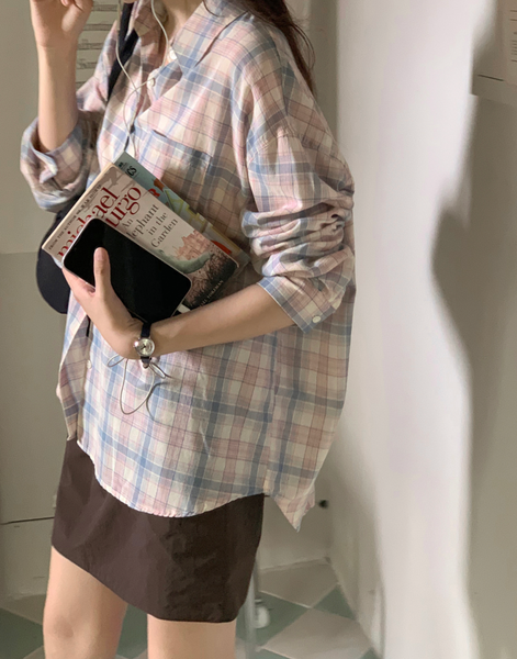 [98°C] Pastel Checkered Shirt