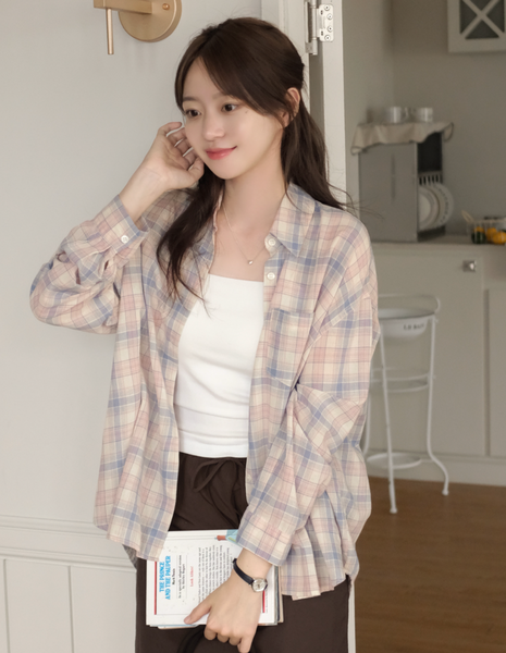 [98°C] Pastel Checkered Shirt