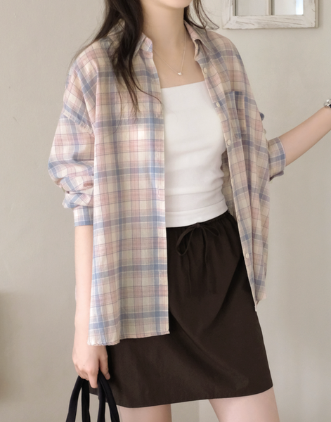 [98°C] Pastel Checkered Shirt