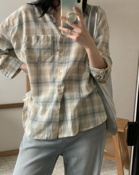 [98°C] Pastel Checkered Shirt