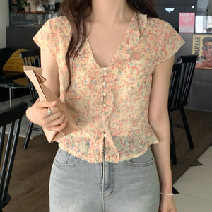 [98°C] Chiffon Flower Blouse