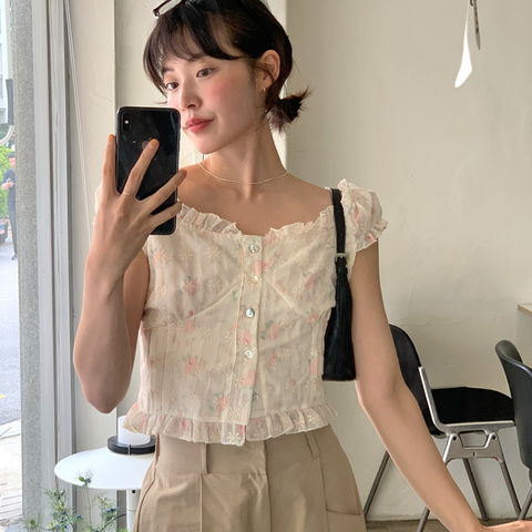 [FROM BEGINNING] Frill Lace Blouse