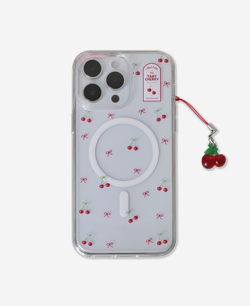 [OLIVET] Cherry Ribbon Clear Phone Case / MagSafe Phone Case