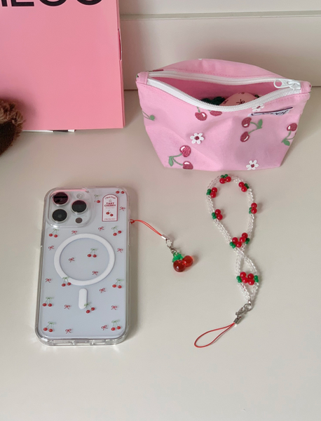 [OLIVET] Cherry Ribbon Clear Phone Case / MagSafe Phone Case