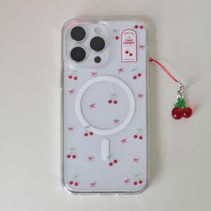 [OLIVET] Cherry Ribbon Clear Phone Case / MagSafe Phone Case