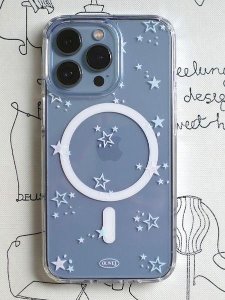 [OLIVET] Star Light Pattern Clear Phone Case / MagSafe Phone Case