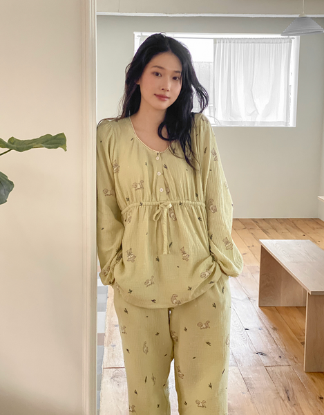 [Junneedu] Romantic Mocha Yoru Cotton Pajama Set