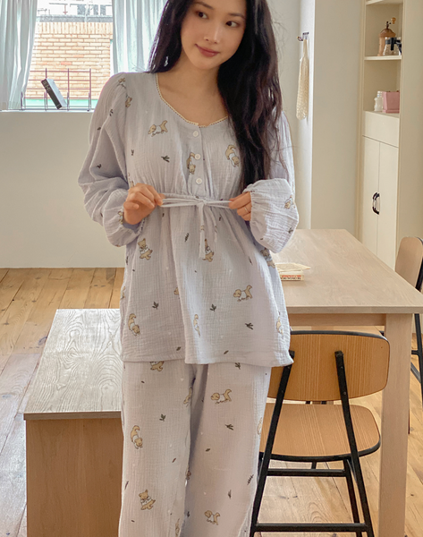 [Junneedu] Romantic Mocha Yoru Cotton Pajama Set