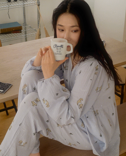 [Junneedu] Romantic Mocha Yoru Cotton Pajama Set