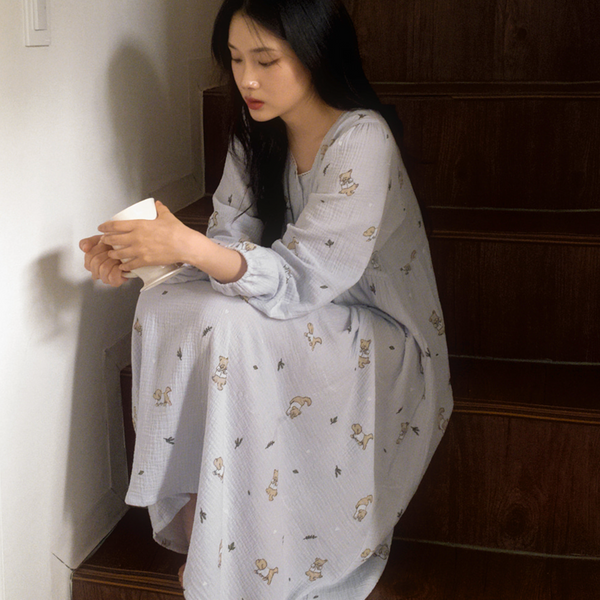 [Junneedu] Romantic Mocha Yoru Cotton Pajama Set