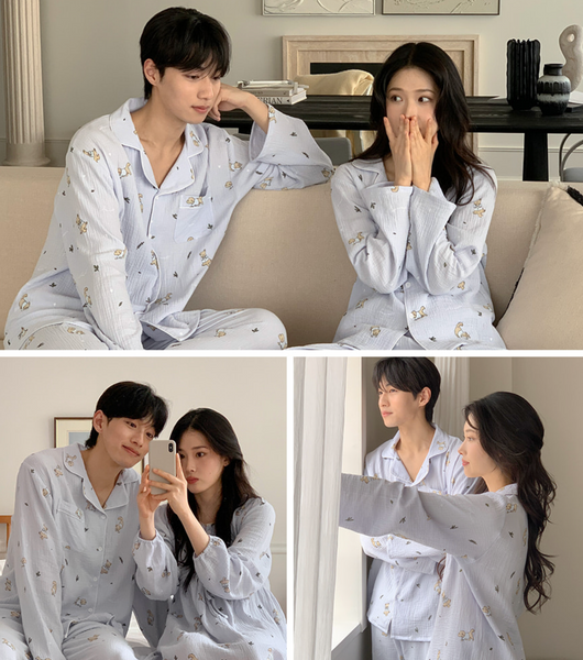 [Junneedu] Mocha Yoru Cotton Pajamas Set