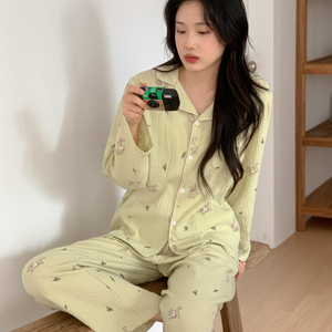 [Junneedu] Mocha Yoru Cotton Pajamas Set