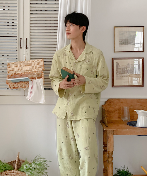 [Junneedu] Mocha Yoru Cotton Pajamas Set