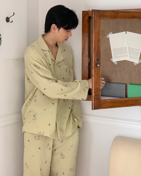 [Junneedu] Mocha Yoru Cotton Pajamas Set