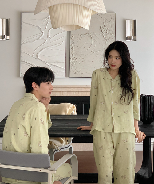 [Junneedu] Mocha Yoru Cotton Pajamas Set