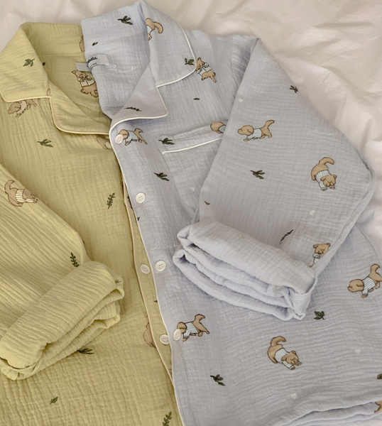 [Junneedu] Mocha Yoru Cotton Pajamas Set