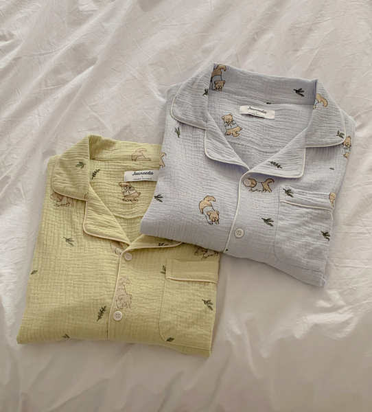 [Junneedu] Mocha Yoru Cotton Pajamas Set