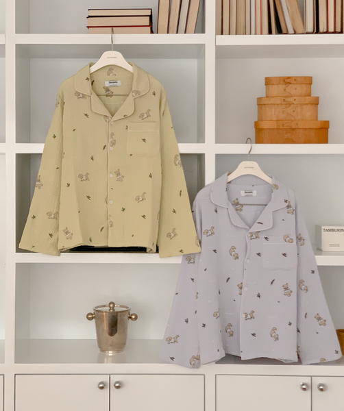 [Junneedu] Mocha Yoru Cotton Pajamas Set