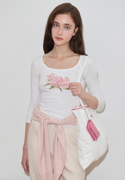 [Sinoon] Logo Lace Eco Bag (White)