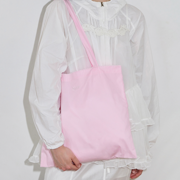 [Sinoon] Logo Lace Eco Bag (Soft Pink)