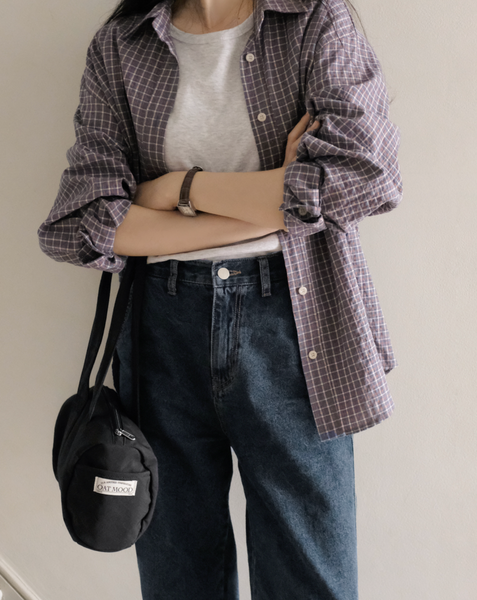 [98°C] Diget Loose Fit Checkered Shirt