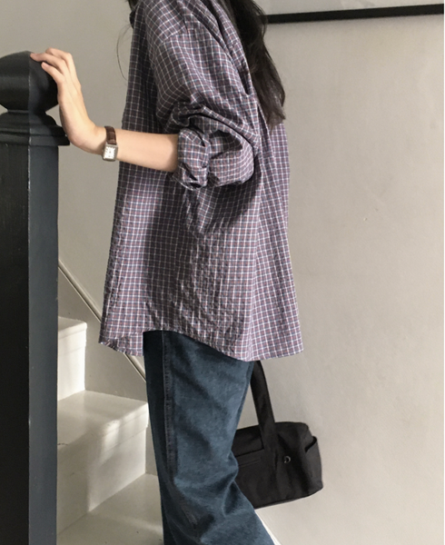 [98°C] Diget Loose Fit Checkered Shirt