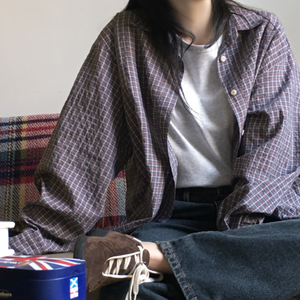 [98°C] Diget Loose Fit Checkered Shirt