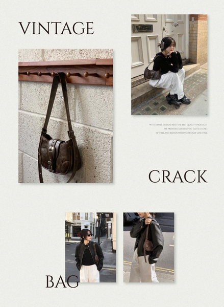 [98°C] Metal Vintage Buckle Shoulder Bag (Cross Bag)