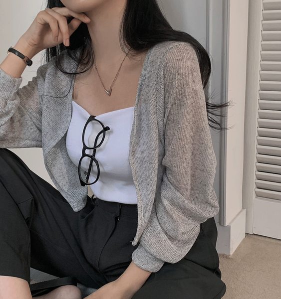 [CREAM CHEESE] Pure Skin Linen Semi-Crop Bolero Summer Cardigan