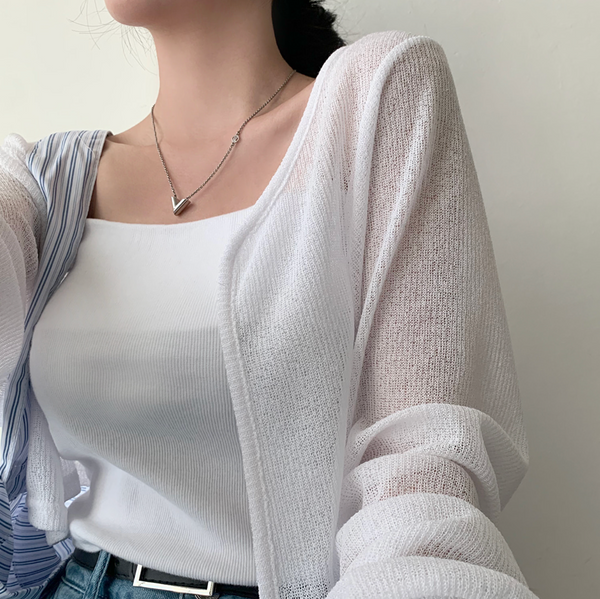 [CREAM CHEESE] Pure Skin Linen Semi-Crop Bolero Summer Cardigan