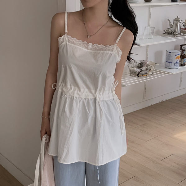 [CREAM CHEESE] Liane Pintuck Lace Bustier Sleeveless