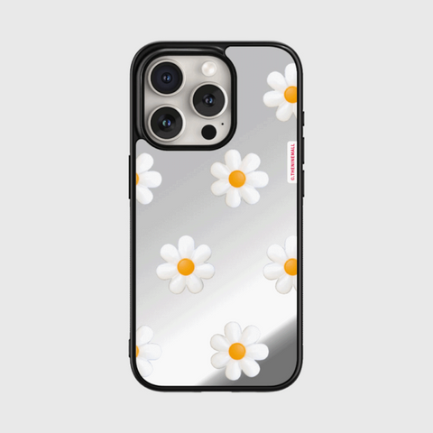 [THENINEMALL] Marguerite Flower Pattern Mirror Bumper Case