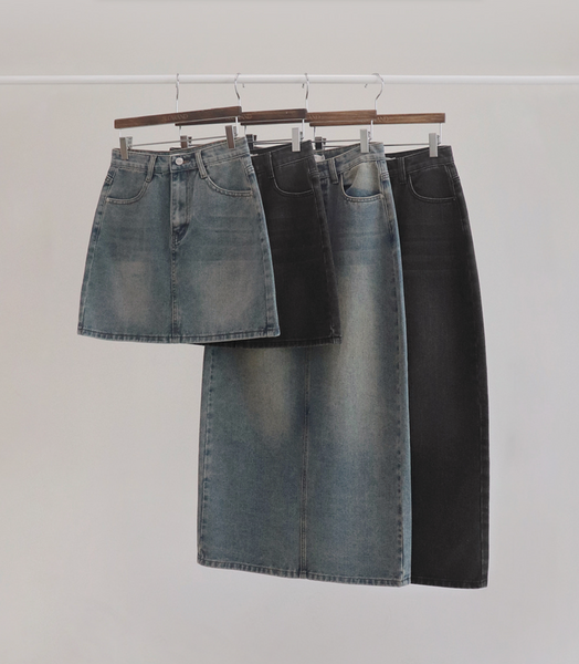 [SLOWAND] # SLOWMADE Washing Mood Solid Fit Denim Skirt