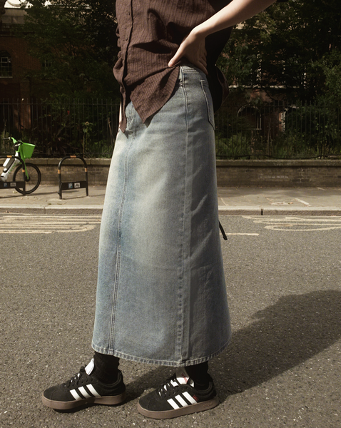 [SLOWAND] # SLOWMADE Washing Mood Solid Fit Denim Skirt