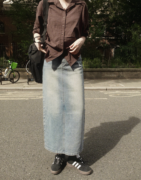 [SLOWAND] # SLOWMADE Washing Mood Solid Fit Denim Skirt