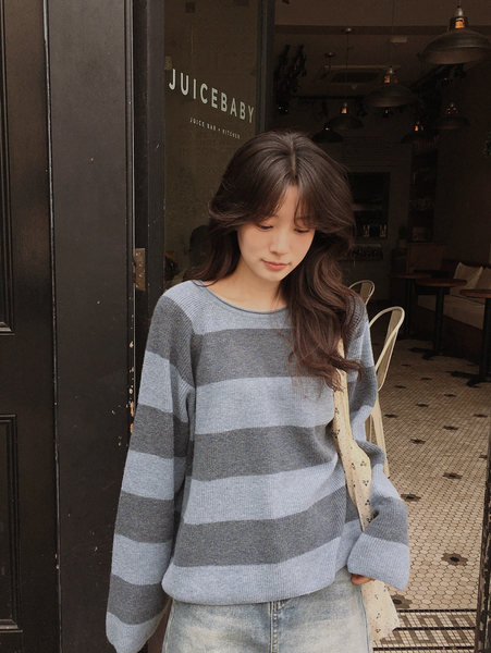 [SLOWAND] # SLOWMADE Cashmere Border Stripe Knitwear