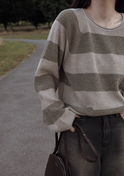 [SLOWAND] # SLOWMADE Cashmere Border Stripe Knitwear