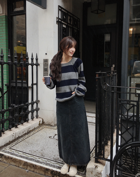 [SLOWAND] # SLOWMADE Cashmere Border Stripe Knitwear