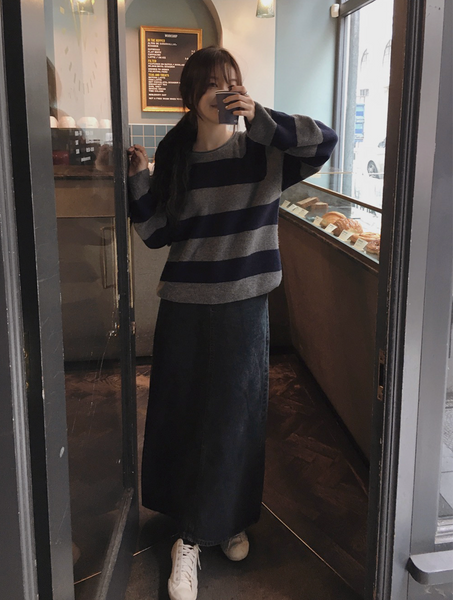 [SLOWAND] # SLOWMADE Cashmere Border Stripe Knitwear