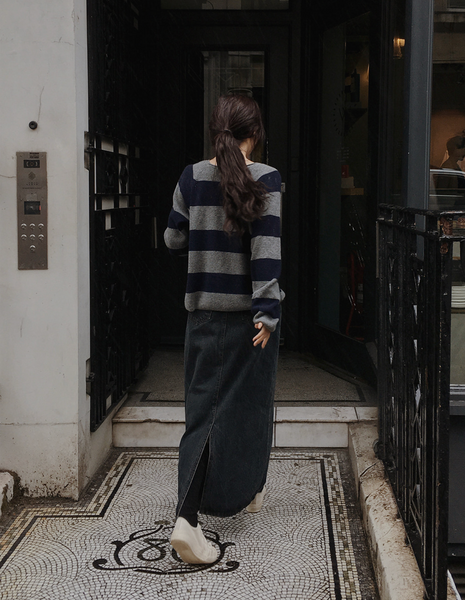 [SLOWAND] # SLOWMADE Cashmere Border Stripe Knitwear