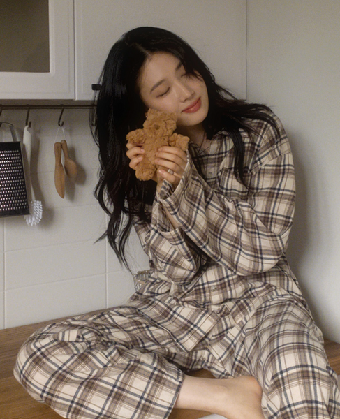 [Juuneedu] Bread Tartan Check Couple Pyjamas Set