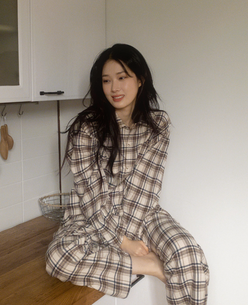 [Juuneedu] Bread Tartan Check Couple Pyjamas Set