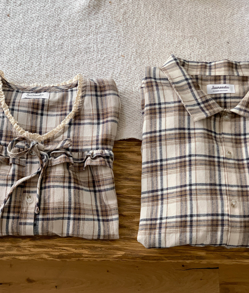 [Juuneedu] Bread Tartan Check Couple Pyjamas Set